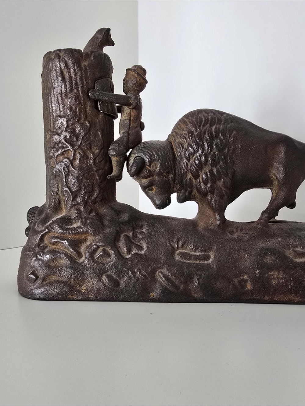 Vintage Cast Iron Buffalo Mechanical Coin Bank